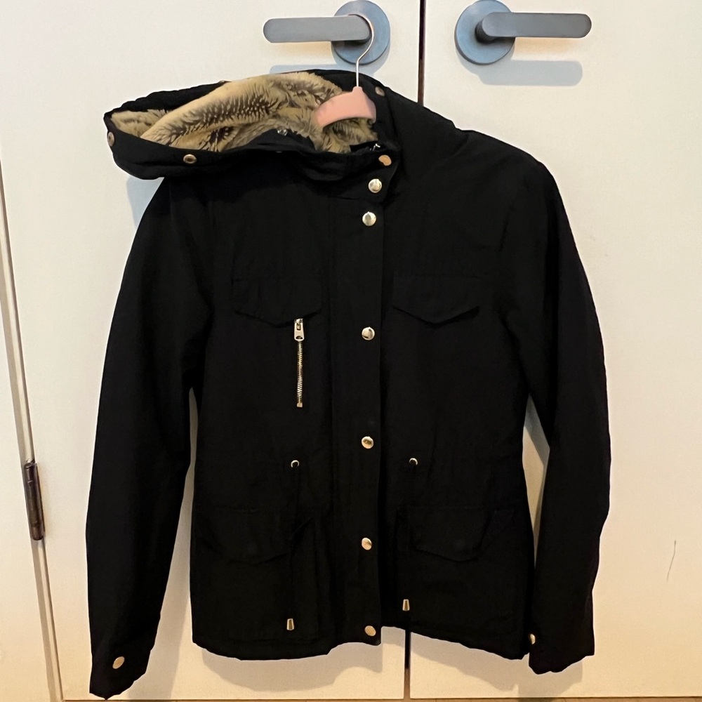 Topshop Black Padded Jacket with Hood